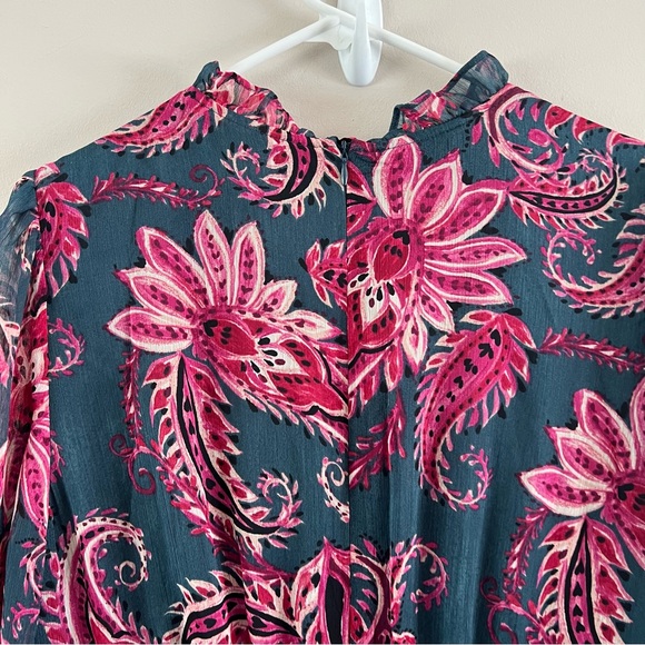 Maggy London Paisley Gathered Waist Maxi Dress 16 Slate cherry blossom green - Picture 7 of 13